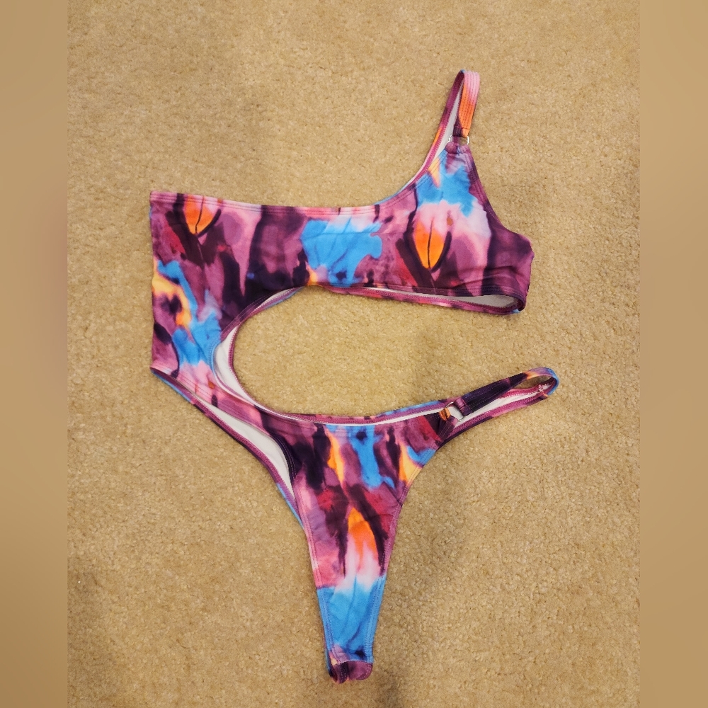 Brand New One Shoulder Multi Color Monokini. Size XL.